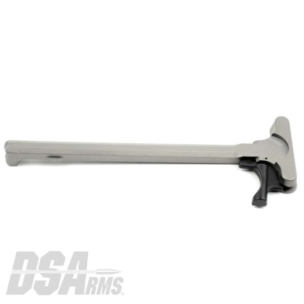 DSA AR15 Forged Alloy Charging Handle with WarZ Extended Latch - NPE Nickel Phosphate Coating - Image 3