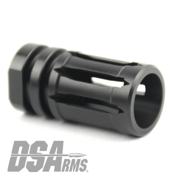DSA AR15 Titanium Enhanced Bird Cage Short Flash Hider - 1/2x28 - Black Finish - Image 2
