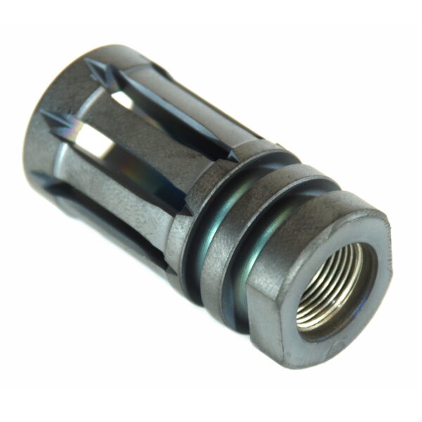 DSA AR15 Titanium Enhanced Bird Cage Short Flash Hider - 1/2x28 - Black Finish - Image 4