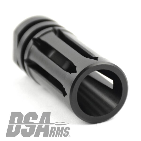 DSA AR15 Titanium Enhanced Bird Cage Long Flash Hider - 1/2x28 - Black Finish - Image 3