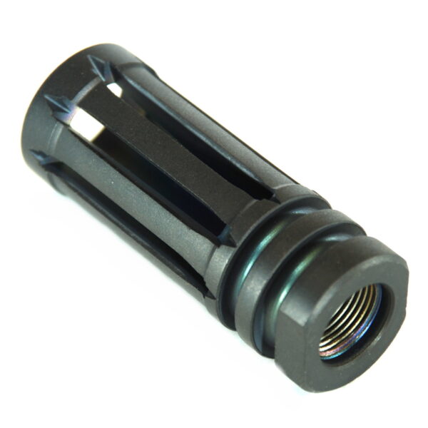 DSA AR15 Titanium Enhanced Bird Cage Long Flash Hider - 1/2x28 - Black Finish - Image 4