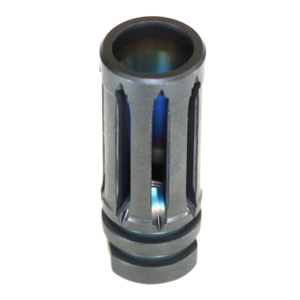 DSA AR15 Titanium Enhanced Bird Cage Long Flash Hider - 1/2x28 - Black Finish - Image 5