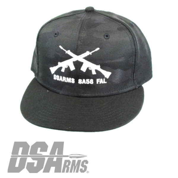 DSA SA58 FAL Classic Crossed Rifles Baseball Cap - Black Camo - Snap Back - Image 2