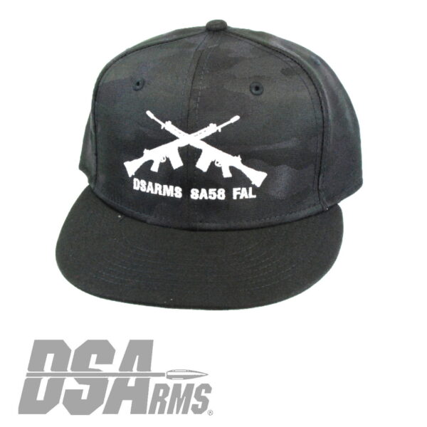DSA SA58 FAL Classic Crossed Rifles Baseball Cap - Black Camo - Snap Back - Image 3