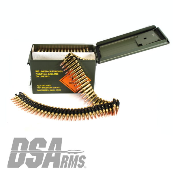 MAGTECH 7.62x51mm M80 Ball FMJ - 500 Rounds - Linked, In Can - FREE SHIPPING - Image 2