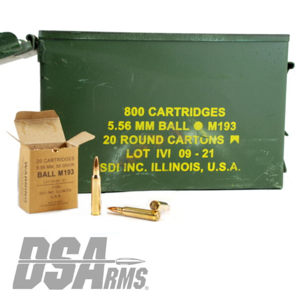DS Arms 5.56X45 MM M193 Ammunition - 55 Gr. FMJ - 800 Rounds - 40 Boxes - Ammo Can - Image 4
