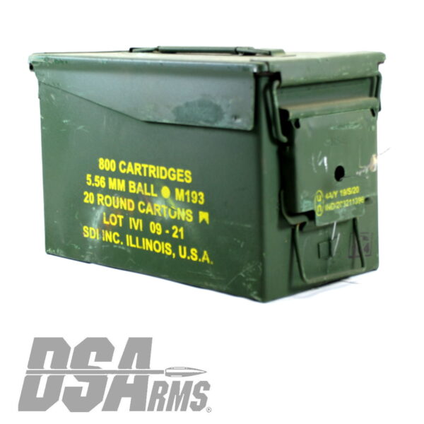 DS Arms 5.56X45 MM M193 Ammunition - 55 Gr. FMJ - 800 Rounds - 40 Boxes - Ammo Can - Image 6