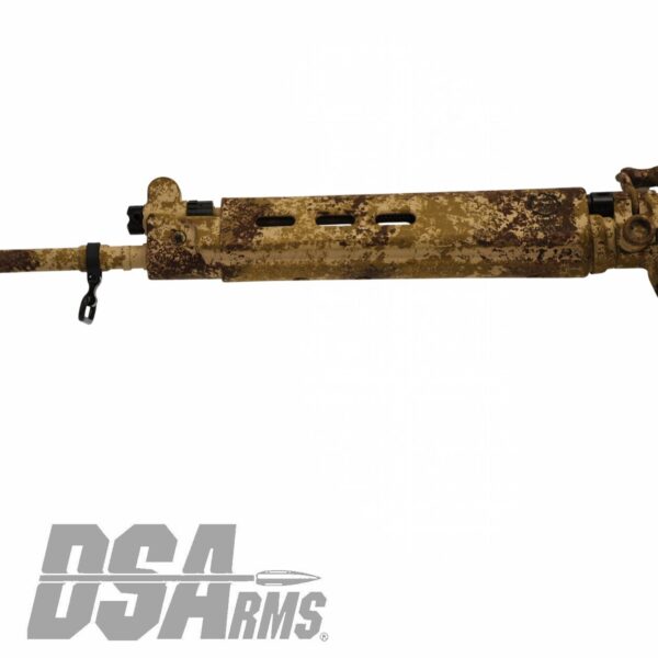 DSA SA58 21" Desert Tracker Rifle - Traditional Profile Barrel - Fixed Stock - Custom FDE Camo Finish - Image 3