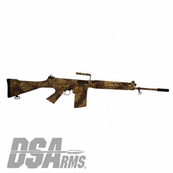 DSA SA58 21" Desert Tracker Rifle - Traditional Profile Barrel - Fixed Stock - Custom FDE Camo Finish - Image 6