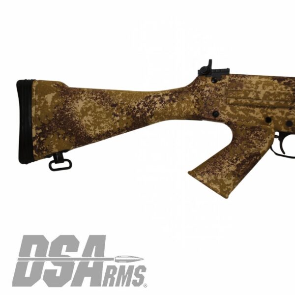 DSA SA58 21" Desert Tracker Rifle - Traditional Profile Barrel - Fixed Stock - Custom FDE Camo Finish - Image 7