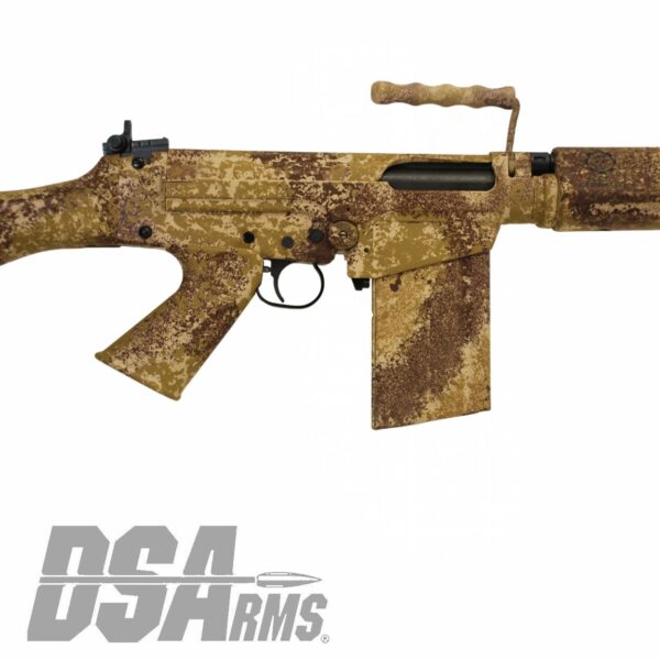 DSA SA58 21" Desert Tracker Rifle - Traditional Profile Barrel - Fixed Stock - Custom FDE Camo Finish - Image 8