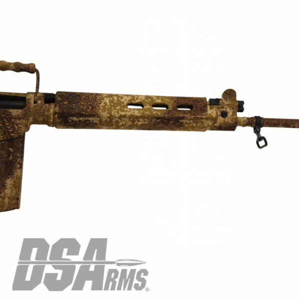 DSA SA58 21" Desert Tracker Rifle - Traditional Profile Barrel - Fixed Stock - Custom FDE Camo Finish - Image 9