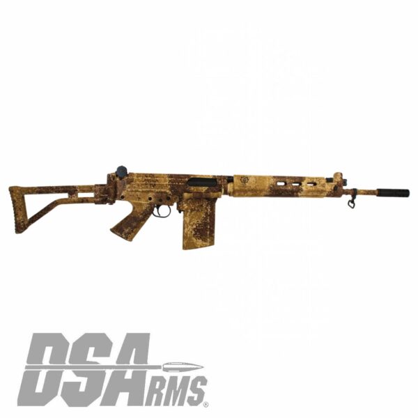 DSA SA58 18" PARA Desert Tracker Rifle - Traditional Profile Barrel - Side Folding Stock - Custom FDE Camo Finish