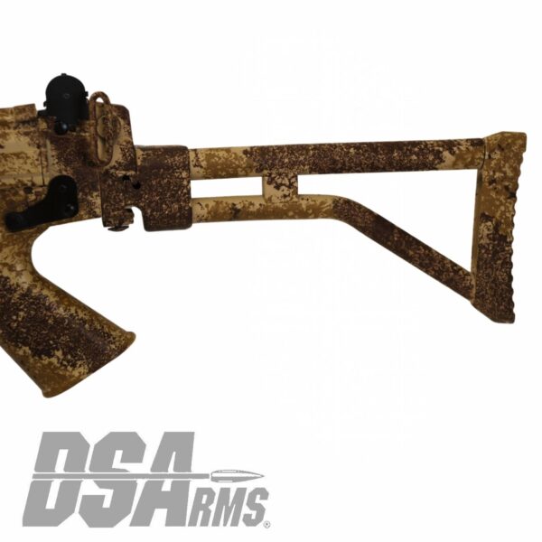 DSA SA58 18" PARA Desert Tracker Rifle - Traditional Profile Barrel - Side Folding Stock - Custom FDE Camo Finish - Image 5
