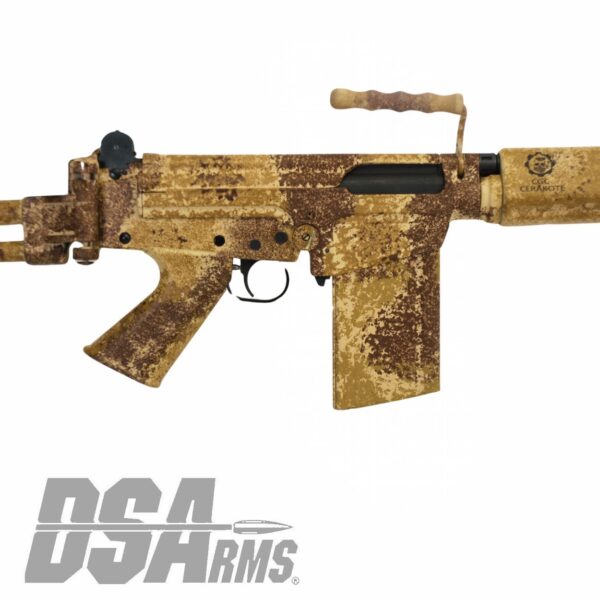 DSA SA58 18" PARA Desert Tracker Rifle - Traditional Profile Barrel - Side Folding Stock - Custom FDE Camo Finish - Image 7