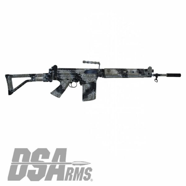 DSA SA58 18" PARA Arctic Tracker Rifle - Traditional Profile Barrel - Side Folding Stock - Custom Camo Finish